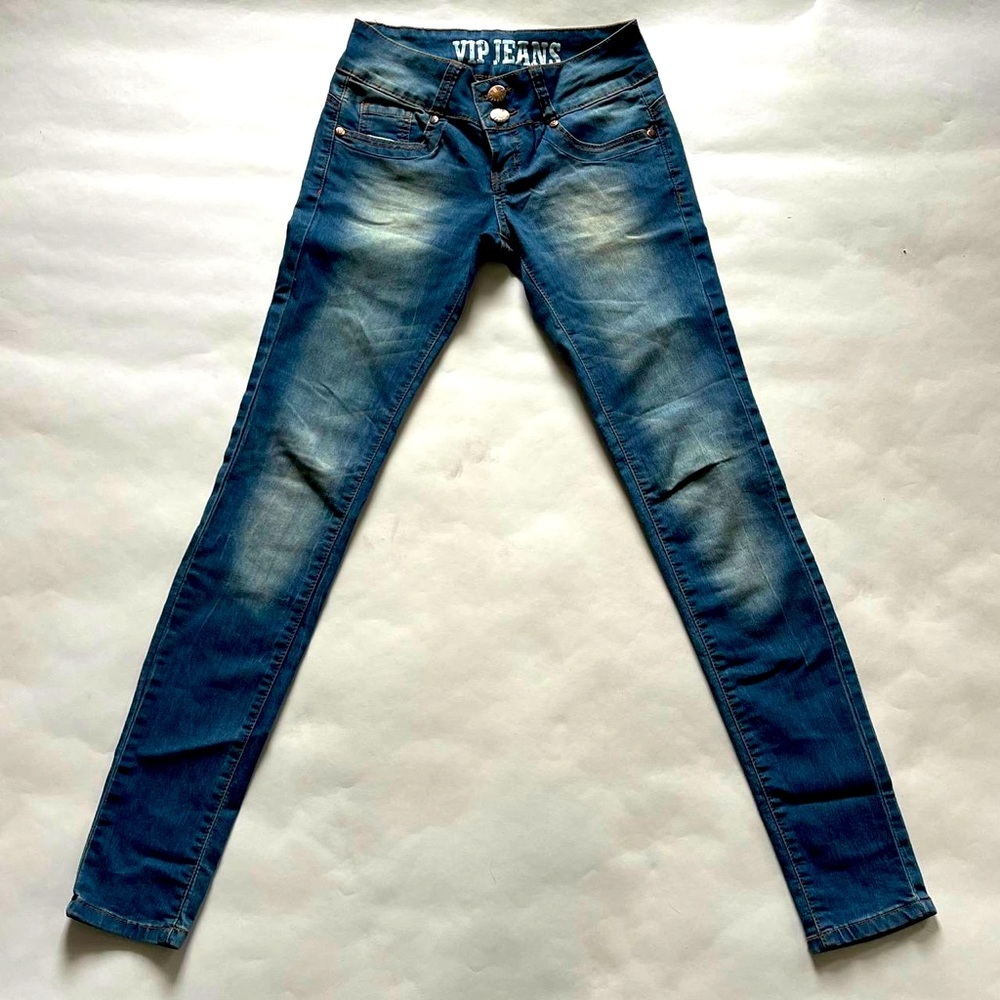 VIP Jeans Size 0 Womens Skinny Stretch Mid Rise Blue Denim